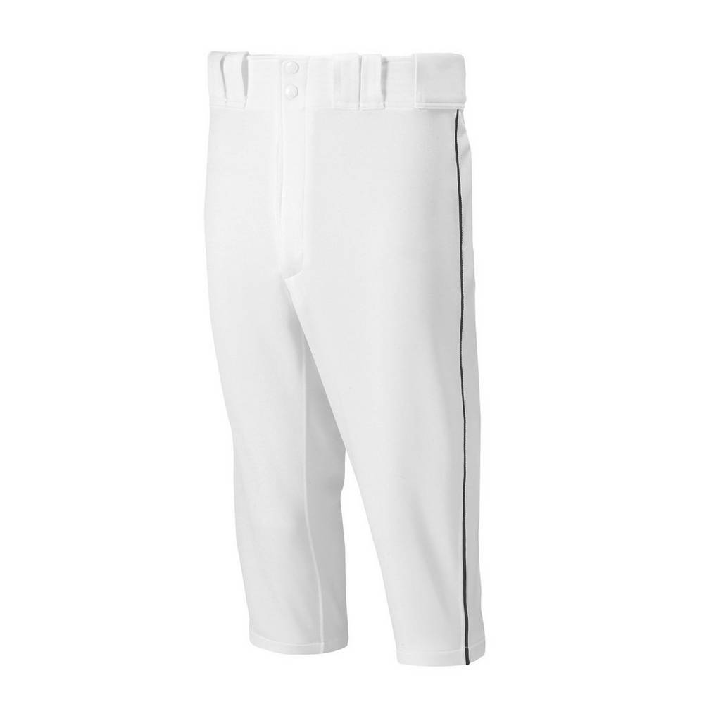 Calças Mizuno Baseball Premier Short Piped - Homem - Branco/Pretas - FLBJR6783